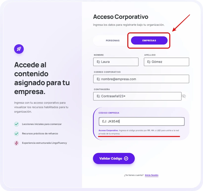 Registrarse LingoFluency